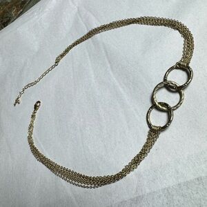 Gold Triple-Ring Layered Chain Statement Necklace
